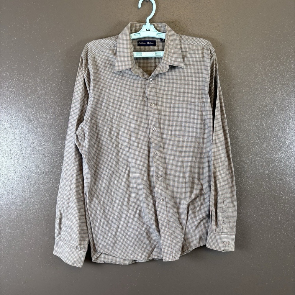 Anthony Michael Mens Button Up Shirt Sz XL Long Sleeve Plaid Pilling Good